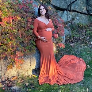 Rust Orange Maternity Dress